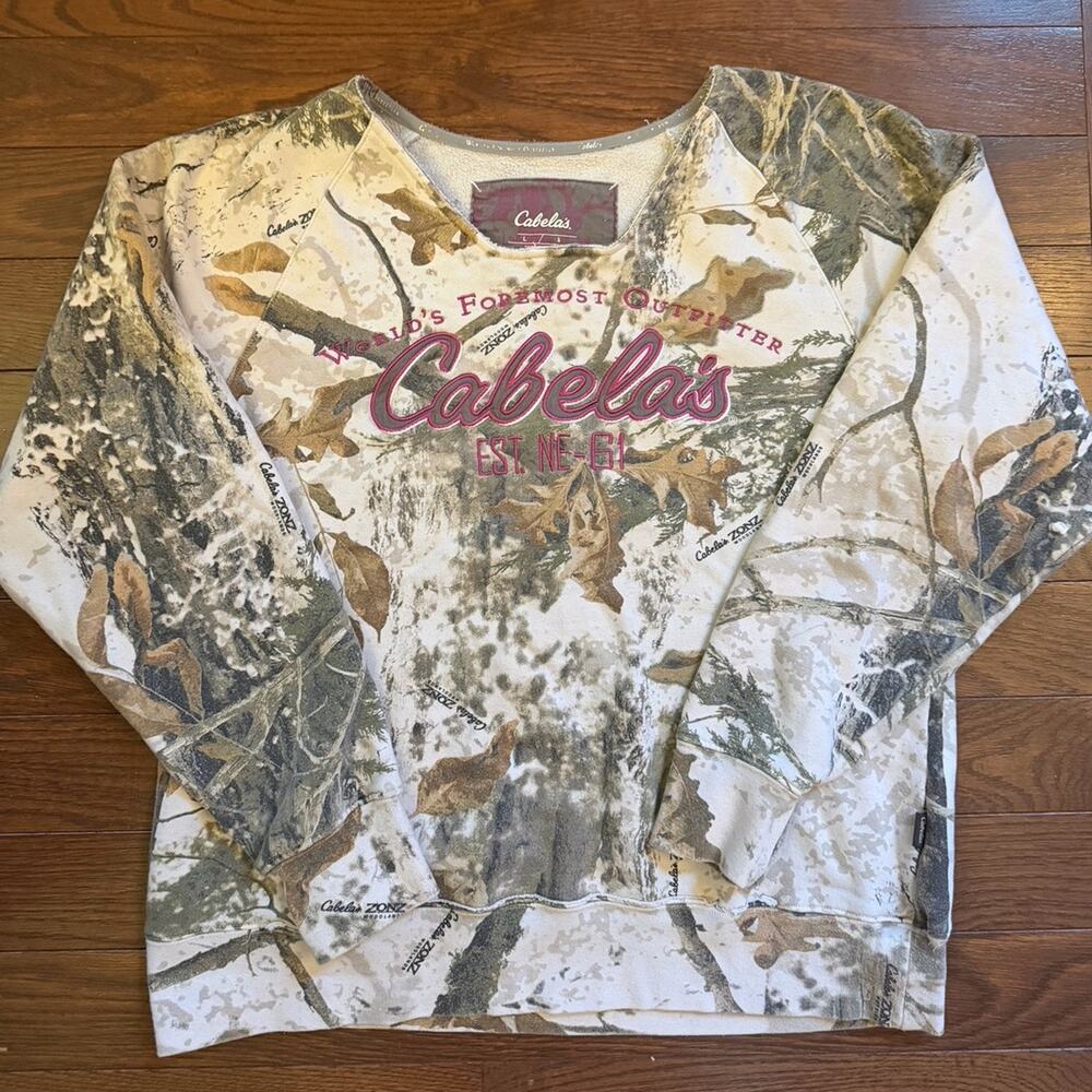 Cabela's Women’s Camo Sweatshirt Crew Neck Size Large